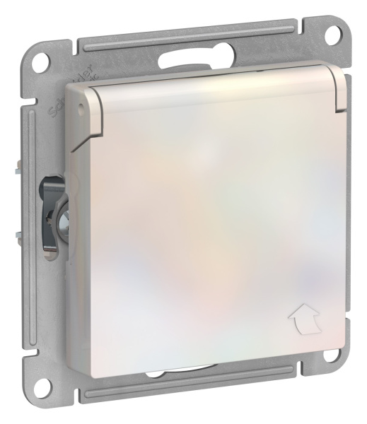 Купить Systeme Electric AtlasDesign Жемчуг Розетка с/з со шторками с крышкой, 16А, IP20, механизм