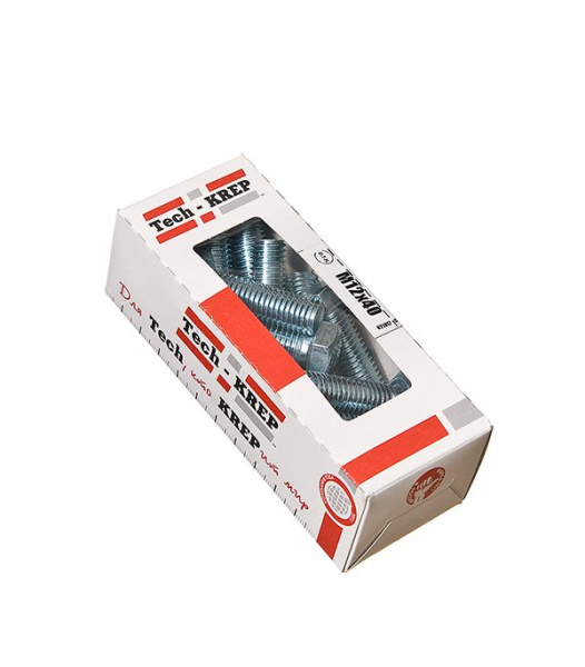 Tech-Krep Болт DIN933 с шестигранной головкой оцинк. М12х40 (15 шт) - коробка с ок. Tech-K 126526