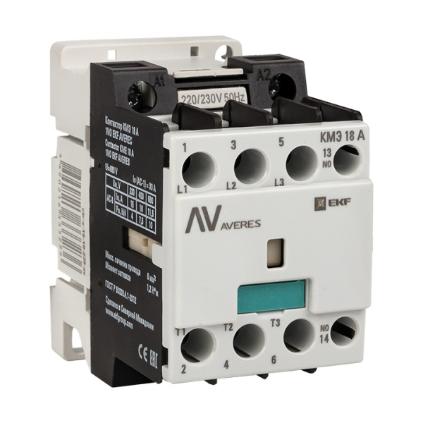 EKF  AVERES Контактор КМЭ 18А 1NC 230В АС