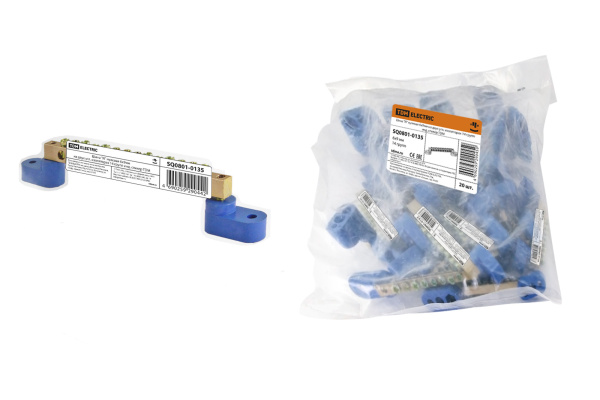 TDM Шина "N" нулевая 6х9мм на двух угл. изоляторах 14 групп инд. стикер SQ0801-0135