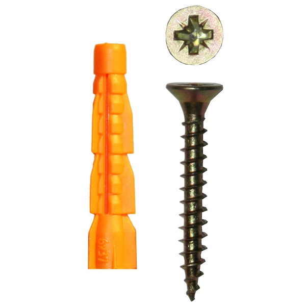 Купить Tech-Krep Саморез ШУж 4,0х50 пот. гол. + дюбель унив 6х37 (16 шт) - пакет 112939