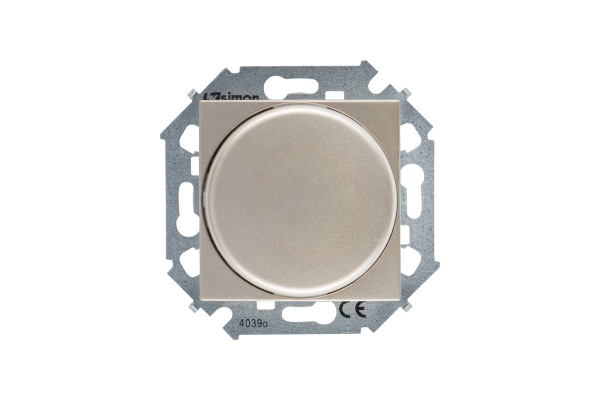 Купить Simon 15 Шампань Светорегулятор поворотно-нажимной, проходной, 500Вт 230В,винт.зажим 1591790-034