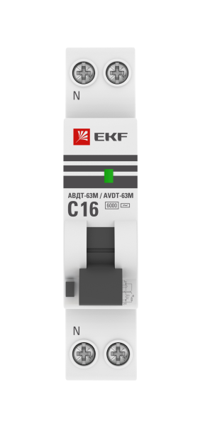 Купить EKF PROxima АВДТ-63 Автоматический выключатель дифференциального тока (C) 16А/10мА тип АС 6кА , электронный DA63M-16-10