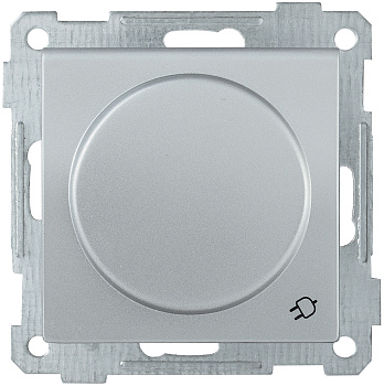 IEK РС16-1-0-Б Розетка с з/к с з/ш и кр. 16А BOLERO серебрянный ERB16-K23-16