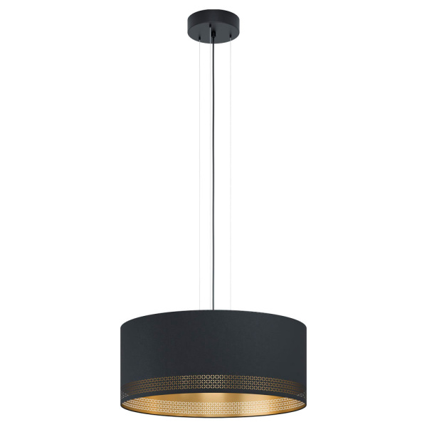 Eglo 99274 Подвес ESTEPERRA, 3x40W(E27), сталь, черный/текстиль, черный, золотой