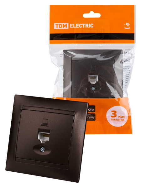 TDM Розетка компьютерная RJ45 шоколад "Лама" SQ1815-0516