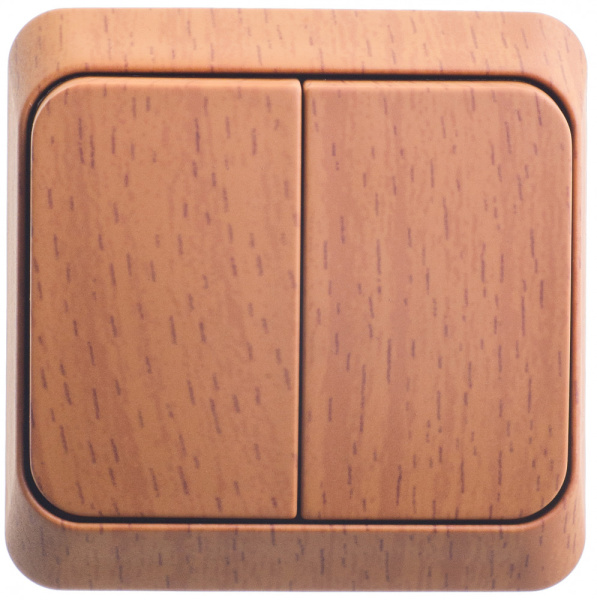 Купить Systeme Electric Этюд наруж Дача Темный бук Выключатель 2-клавишный с подсветкой (сх. 5)