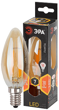 ЭРА F-LED B35-7W-827-E14 gold (филамент, свеча золот., 7Вт, тепл, E14)