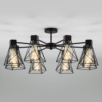 Eurosvet Потолочная люстра в стиле лофт 70107/8 черный a044748