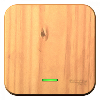 Systeme Electric Blanca наруж Ясень Выключатель 1-клавишный с подсветкой 10А,250B, изолир. пластина