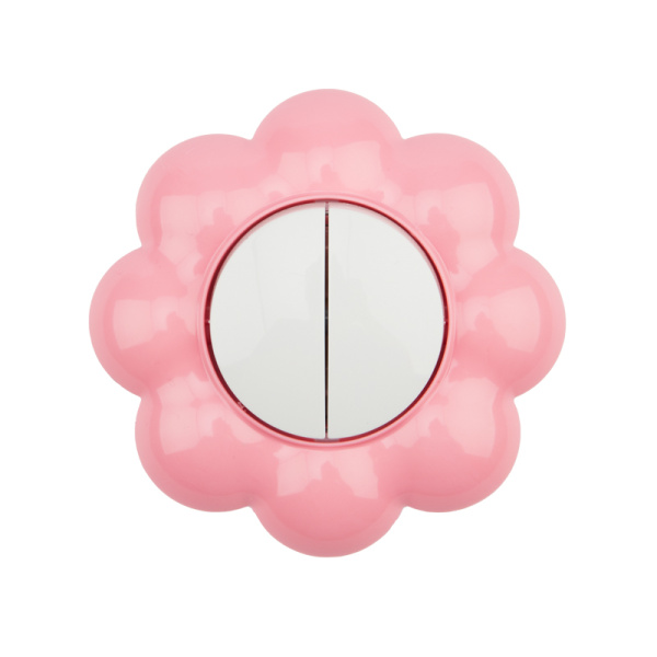 Kranz Выключатель двухклавишный HAPPY с/у, Цветок, белый/розовый KR-78-0624