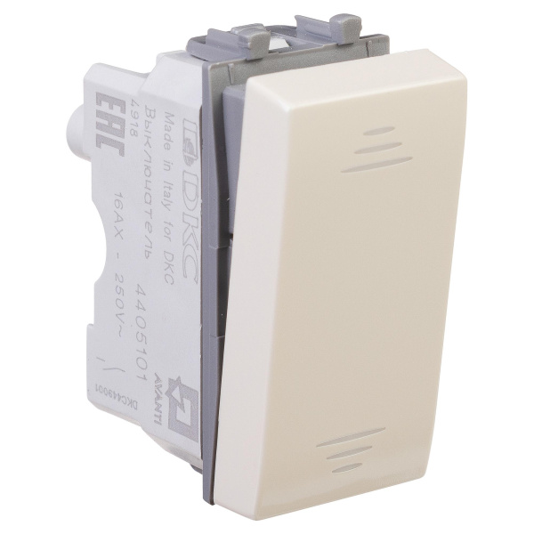 Купить DKC Выключатель модульный, "Avanti", "Ванильная дымка", 1 модуль