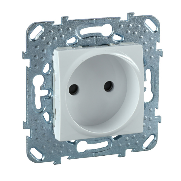 SE Unica Белый Розетка 1-ая б/з с защитными шторками винт. зажим MGU5.033.18ZD