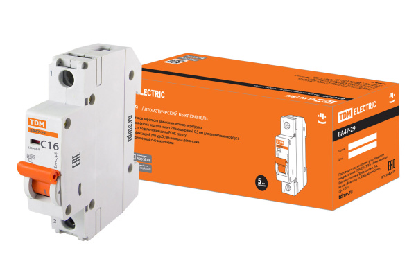 TDM Автоматический выключатель ВА47-29 1Р 16А 4,5кА х-ка С SQ0206-0074