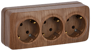 IEK GLORY РС23-3-ХД Розет. 3-ая с з/к о/у 16А GLORY дуб