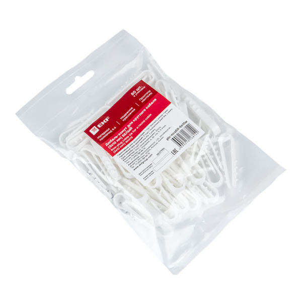 Купить EKF PROxima Дюбель-хомут для круглого кабеля (5-10мм) белый (50шт.)