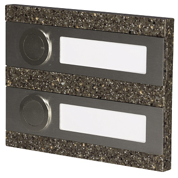 Zamel Кнопка звонка интерьерная, сдвоенная прямоугольная, нерж. сталь/коричневый искусств. камень, 50 В PDK-250/2-BRA