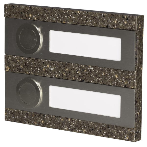 Zamel Кнопка звонка интерьерная, сдвоенная прямоугольная, нерж. сталь/коричневый искусств. камень, 50 В PDK-250/2-BRA