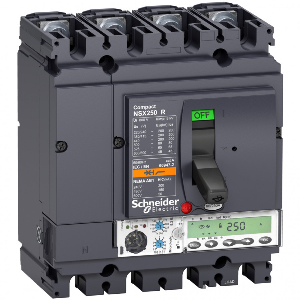 SE Compact NS630 4P Выключатель Micrologic 5.2E 40A NSX100R(200кА при 415В, 45кА при 690B) LV433278