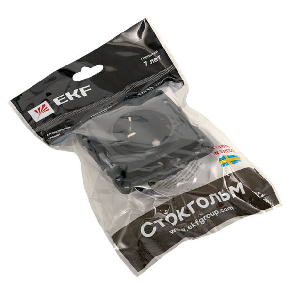 Купить EKF PROxima Стокгольм Черный Розетка с/з, со шторками, 16А ,винт.клеммы