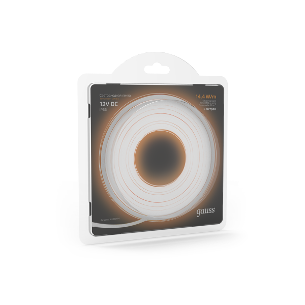 Купить Gauss Лента LED 5050 -SMD 14.4W 12V DC теплый белый IP66 (блистер 5м) 311000114