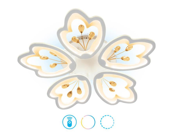 Купить Ambrella Потолочный светодиодный светильник с пультом и подсветкой FA510/5 WH белый 140W+28W D660*95 (ПДУ РАДИО 2.4)