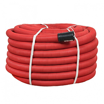 EKF PROxima Труба гофрированная двустенная гибкая ПНД d 50 с зондом (50 м) красная