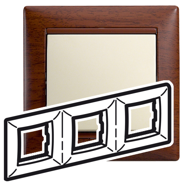 Legrand Valena Тонированное дерево Рамка 3-ая гориз 770313