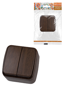 TDM Выключатель 2-кл. открытой установки IP20 10А, венге "Дача" Народная SQ1824-0042