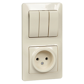 Systeme Electric Glossa Беж Блок: розетка и 3-кл. выключатель