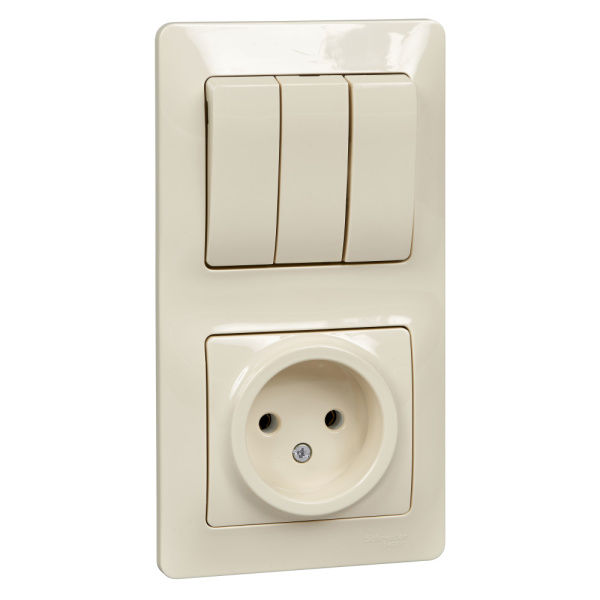 Systeme Electric Glossa Беж Блок: розетка и 3-кл. выключатель