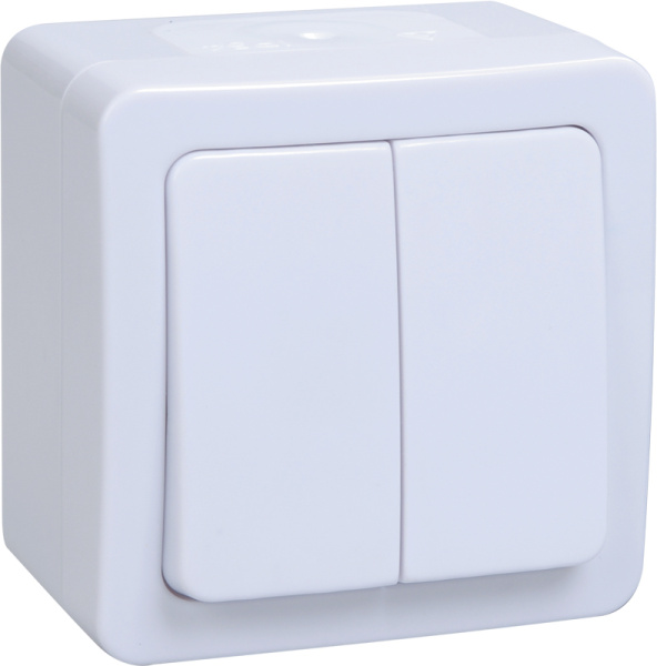 IEK GERMES PLUS ВС20-2-0-ГПБ Выключатель 2кл о/у IP54 (цвет клавиши:белый)