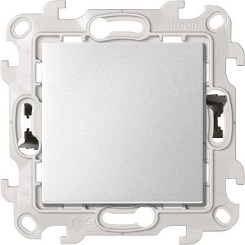 Simon 24 Алюминий Переключатель (проходной) с подсветкой 10AX 250В~ с системой Push&Go 4 2420204-033