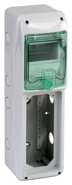 Купить SE Kaedra Серый Корпус навесной 1 ряд 5 модулей пластик с прозрачной дверью 460x138x160мм IP65 c DIN-рейкой 13185