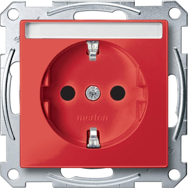 Купить SE Merten SM Рубин Розетка Schuko с полем для надписи, защитными шторками, безвинт. зажим (MTN2302-0306)