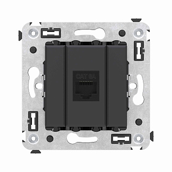 DKC Компьютерная розетка RJ-45 без шторки в стену, кат.6А одинарная, "Avanti", "Черный матовый"