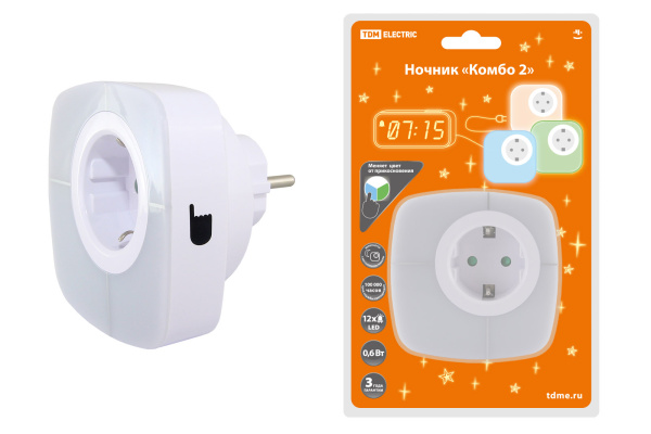 TDM Ночник "Комбо 2", 12LED, 55 лм/Вт, дат. освещ., 220 В, SQ0357-0028