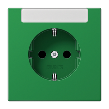 JUNG SCHUKO®-розетка 16 A / 250 B ~с дополнительной защитой и полем для надписи, зелёный LS1520INAGN