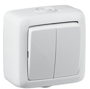 Hegel Альфа наруж Белый ВА10-251 Выключатель 2-клавишный брызгозащищенный