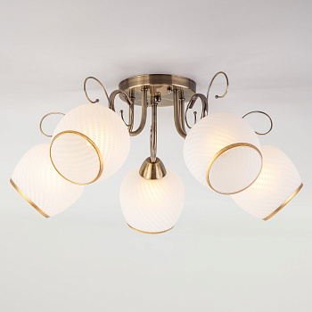 Eurosvet Потолочная люстра со стеклянными плафонами 30159/5 античная бронза a044955