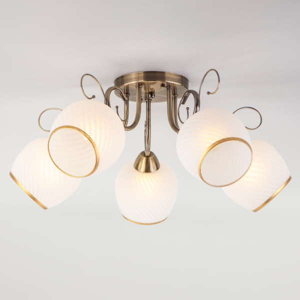 Eurosvet Потолочная люстра со стеклянными плафонами 30159/5 античная бронза a044955