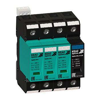 КЭАЗ Ограничитель импульсных перенапряжений (УЗИП) OptiDin OM-I-3+Nu-280/12,5/R