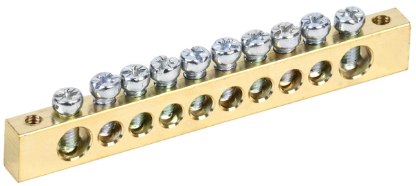 IEK Шина PEN земля-ноль 8х12мм 10/2 (10групп/креп по краям)