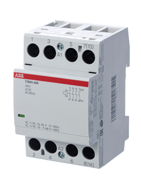 ABB Контактор ESB40-40N-06 модульный (40А АС-1, 4НО), катушка 230В AC/DC 1SAE341111R0640