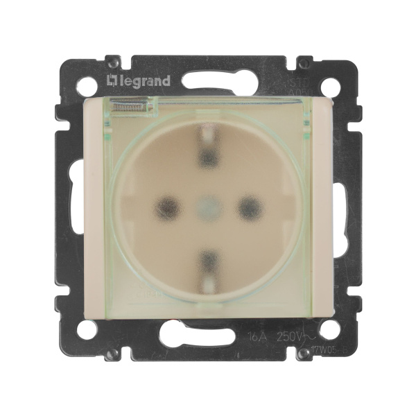 Купить Legrand Valena Крем Розетка 1-ая с/з с крышкой и защитными шторками IP44 (к простой рамке) 774120