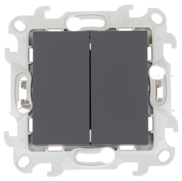 Simon 24 Графит Двухклавишный выключатель Push&Go 2420398-038