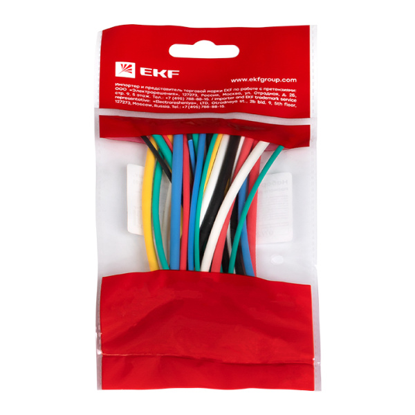 Купить EKF PROxima Набор ТУТ нг: 6 цветов по 5шт. Разного диаметра (1/0,5; 1,5/0,75; 2/1; 2,5/1,25; 3/1,5) 100мм.