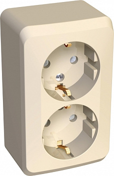 Systeme Electric Этюд наруж Крем Розетка 2-ая с/з со шторками