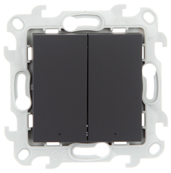 Simon 24 Графит Двухклавишный выключатель с подсветкой 2450392-038