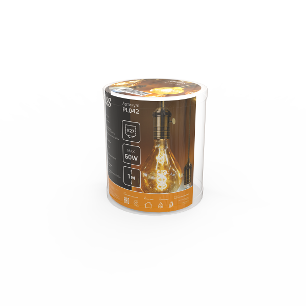 Купить Gauss Светильник подвесной PL041  черный E27, 1 м, 1/40 PL042